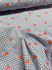 Blue Vichy check with embroidered hearts - cotton