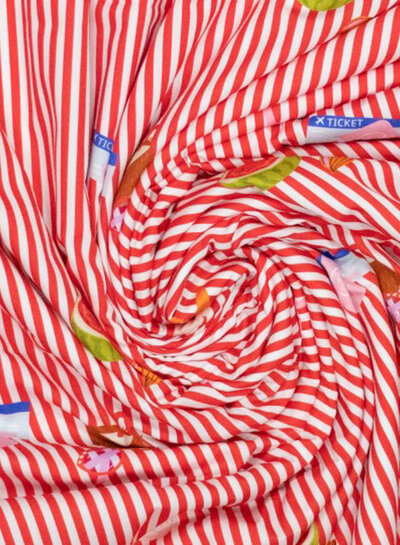 Fibremood rood vacay mode - gestreepte katoen