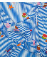 Fibremood blauw vacay mode - gestreepte katoen