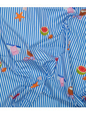 Fibremood blauw vacay mode - gestreepte katoen