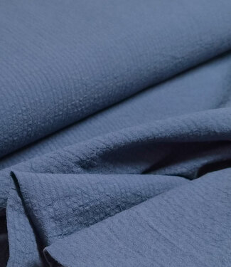 Fibremood donker denim met subtiele lijntjes - seersucker