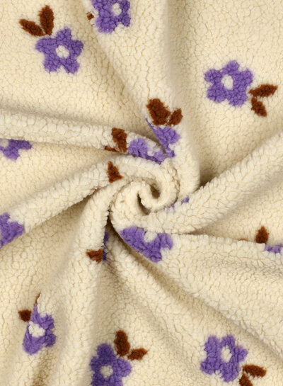 Poppy fabrics ecru flowers - sturdy teddy