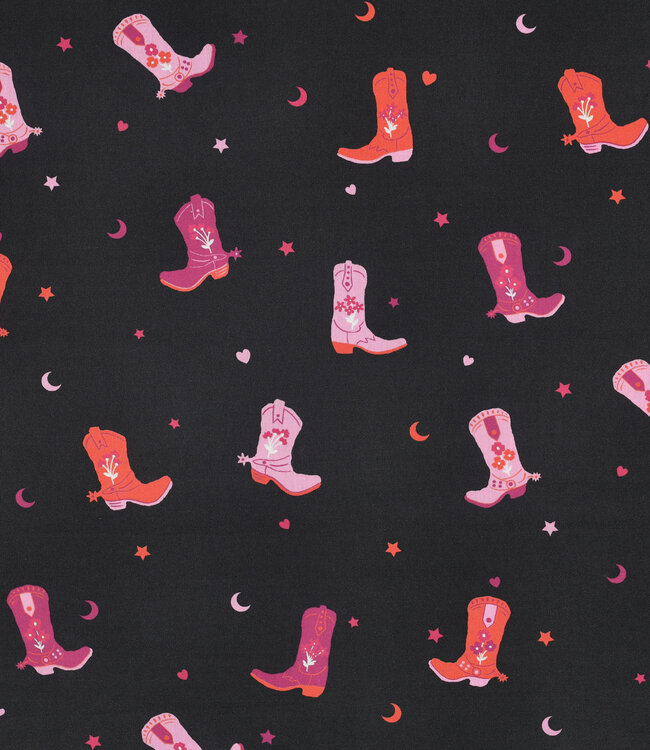 Poppy fabrics cowboy boots - fijne poplin katoen
