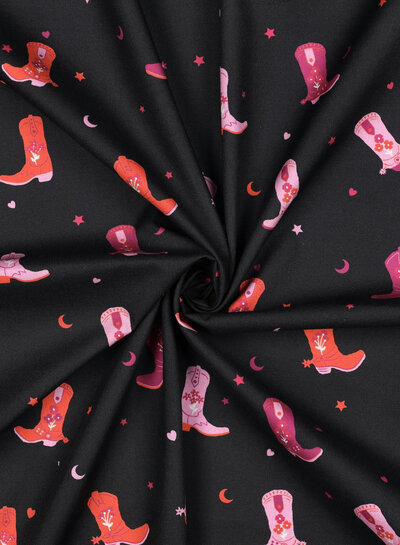 Poppy fabrics cowboy boots - fine poplin cotton