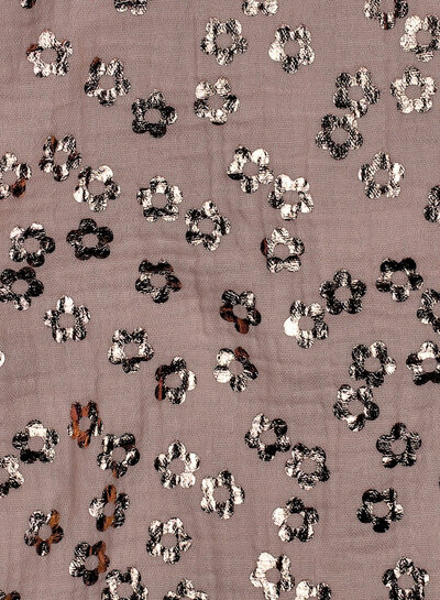 Poppy fabrics pink foil flowers - tetra / double gauze
