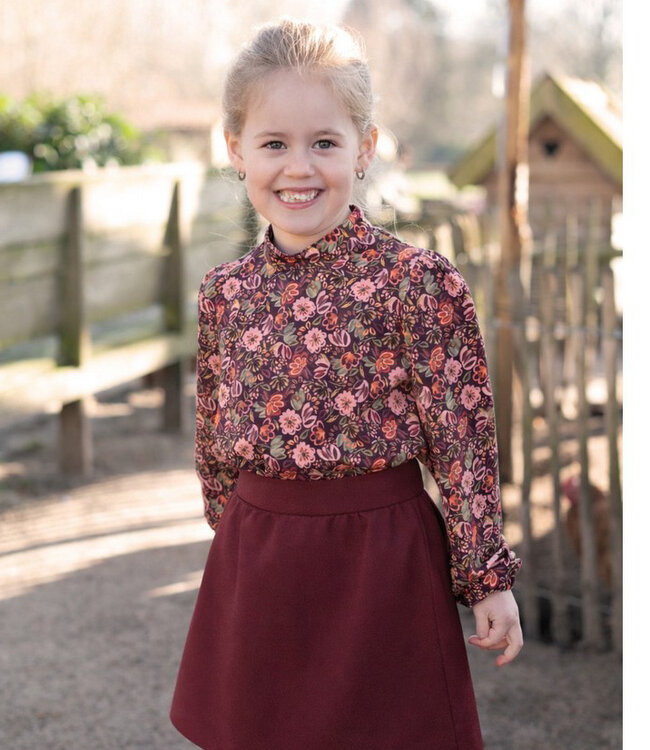 Poppy fabrics bordeaux bloemen - tricot