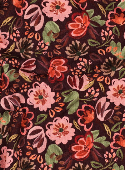 Poppy fabrics burgundy flowers - knit