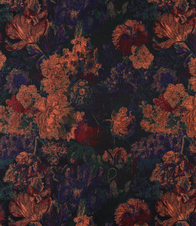 Poppy fabrics multicolor bloemen - jacquard