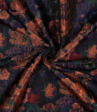Poppy fabrics multicolor bloemen - jacquard