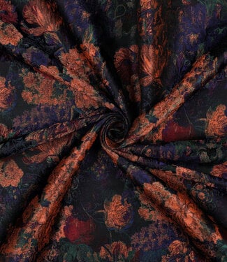 Poppy fabrics multicolor flowers - jacquard