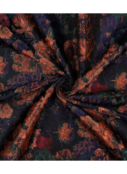Poppy fabrics multicolor bloemen - jacquard