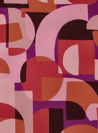 Poppy fabrics abstracte print roze - lenzing viscose