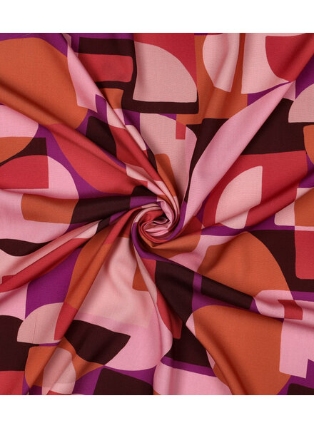 Poppy fabrics abstract print pink - lenzing viscose