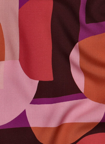 Poppy fabrics abstracte print roze - lenzing viscose