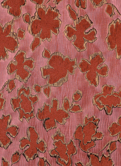Poppy fabrics mauve flowers - jacquard