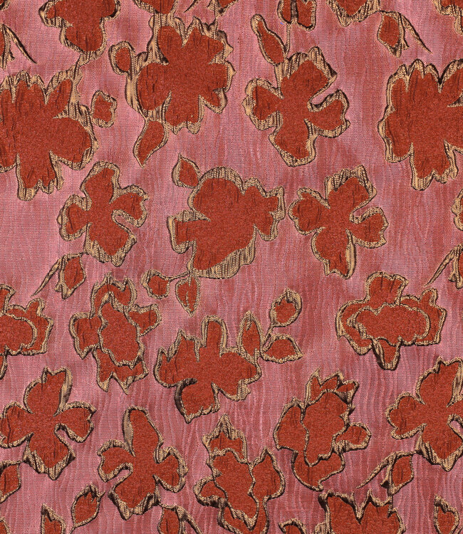 Poppy fabrics mauve bloemen - jacquard