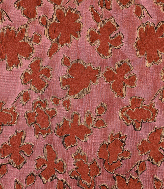 Poppy fabrics mauve bloemen - jacquard