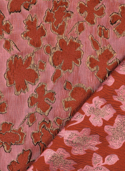 Poppy fabrics mauve bloemen - jacquard