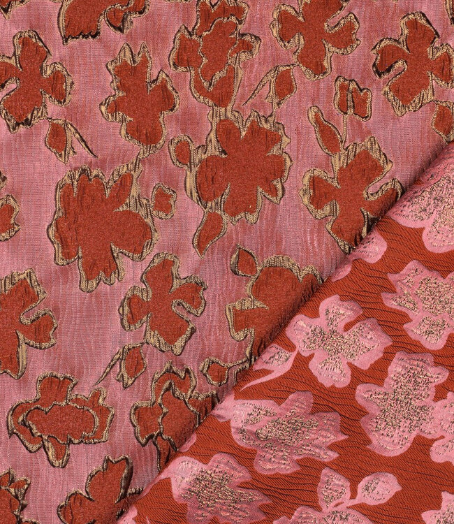 Poppy fabrics mauve bloemen - jacquard