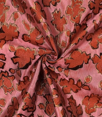 Poppy fabrics mauve flowers - jacquard