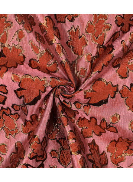 Poppy fabrics mauve bloemen - jacquard