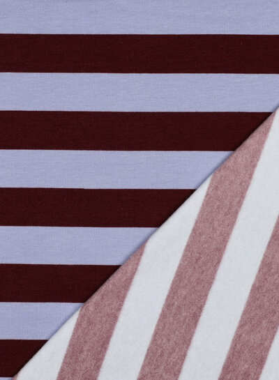 Poppy fabrics burgundy lilac stripes - soft sweater