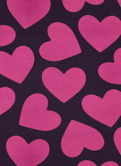 Poppy fabrics fuchsia hearts on burgundy - soft sweater