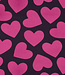 Poppy fabrics hartjes fuchsia op bordeaux  - zachte sweater
