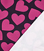 Poppy fabrics hartjes fuchsia op bordeaux  - zachte sweater