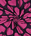 Poppy fabrics hartjes fuchsia op bordeaux  - zachte sweater