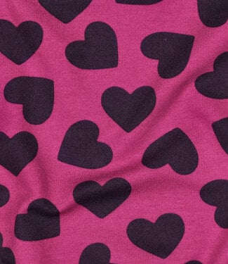 Poppy fabrics burgundy hearts on fuchsia - soft sweater