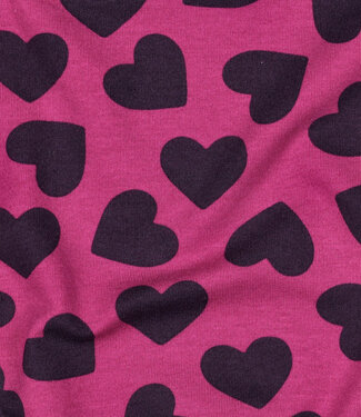 Poppy fabrics hartjes bordeaux op fuchsia  - zachte sweater