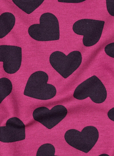 Poppy fabrics burgundy hearts on fuchsia - soft sweater