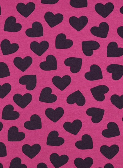 Poppy fabrics burgundy hearts on fuchsia - soft sweater