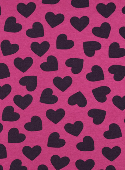 Poppy fabrics burgundy hearts on fuchsia - soft sweater