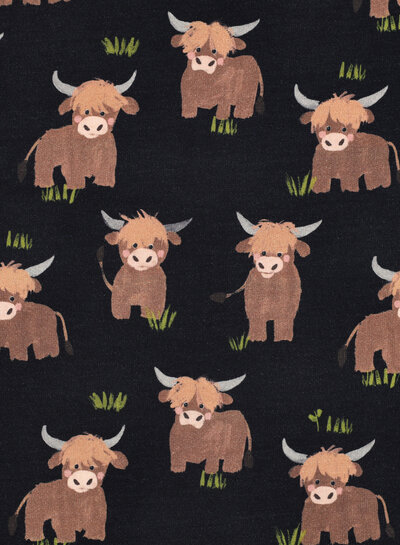 Poppy fabrics marine highland cow - soft sweater