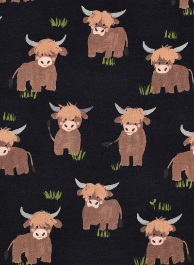 Poppy fabrics marine highland cow - zachte sweater