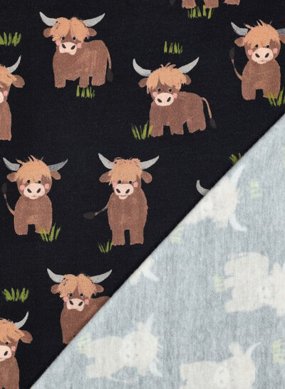 Poppy fabrics marine highland cow - zachte sweater