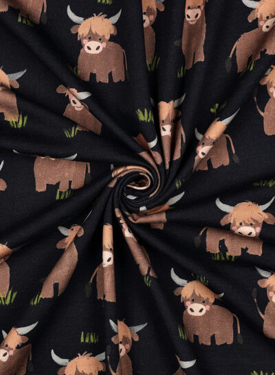 Poppy fabrics marine highland cow - soft sweater