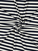 Poppy fabrics marine streepjes - geribbelde tricot
