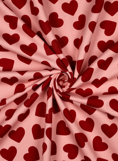 Poppy fabrics red hearts - soft sweater