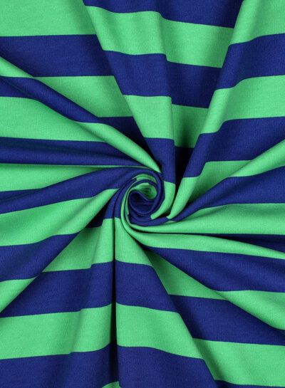 Poppy fabrics kobalt groen strepen - zachte sweater
