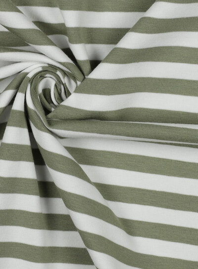 Madeline zacht groen / wit gestreept - tricot