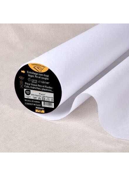 adhesive fleece thin & flexible white (alternative to Vlieseline® H180)