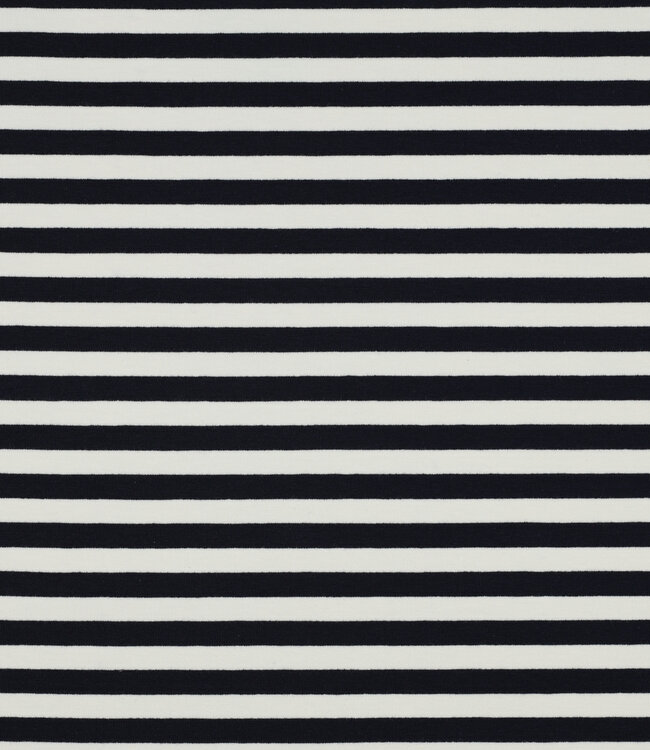 Madeline marineblauw / ecru gestreept - prachtige stevige french terry