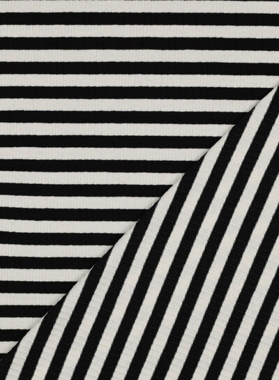 Madeline zwart streepjes - geribbelde tricot