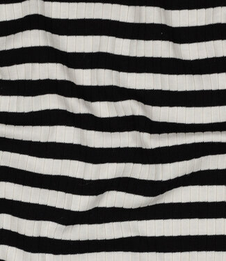 Madeline zwart streepjes - geribbelde tricot