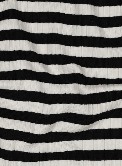 Madeline zwart streepjes - geribbelde tricot
