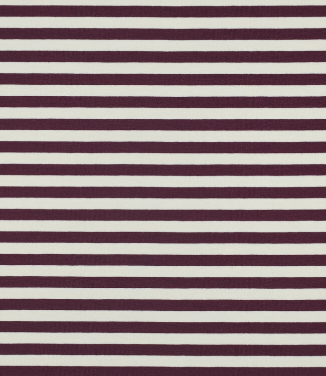 Madeline aubergine / ecru gestreept - prachtige stevige french terry