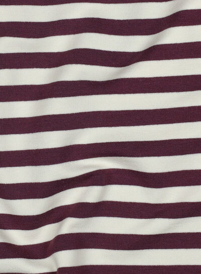 Madeline aubergine / ecru gestreept - prachtige stevige french terry